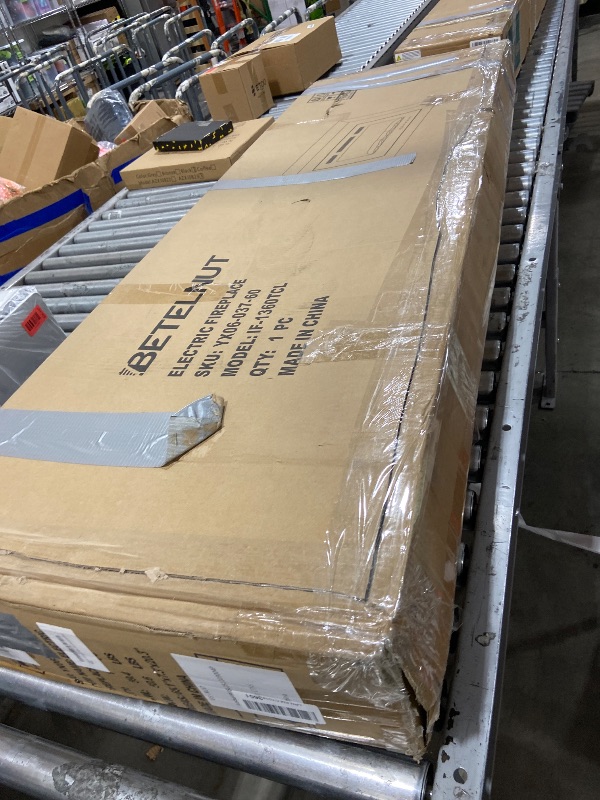 Photo 1 of BETELNUT 60" Electric Fireplace Wall Mounted and Recessed with Remote Control, 750/1500W Ultra-Thin Wall Fireplace Heater W/Timer Adjustable Flame Color and Brightness, Log Set & Crystal Options