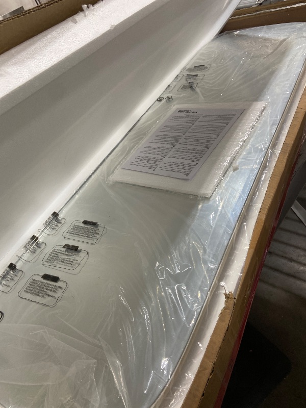 Photo 1 of SONGMICS Jewelry Organizer, LED Jewelry Cabinet Wall/Door Mounted, Lockable Rounded Wide Mirror with Storage, Interior Mirror, 3.9 x 16.5 x 55 Inches, White Surface with Greige Lining