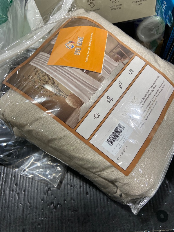 Photo 1 of RYB HOME 3 in 1 Soundproof - Blackout - Insulation Linen Curtains, Noise Blocker Energy Saving Curtains for Bedroom Living Room Kids Nursery Studio Home Office, Taupe, W52 x L84 in, 2 Panels