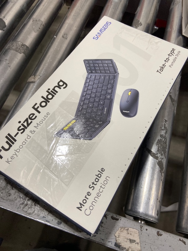 Photo 1 of Foldable Keyboard and Mouse, Samsers Folding Bluetooth Keyboard Combo, 2.4G + BT5.0 x 2, Full-Size Portable Travel Keyboard & Rechargeable Wireless Mouse for Windows Android iOS Mac OS, Blue