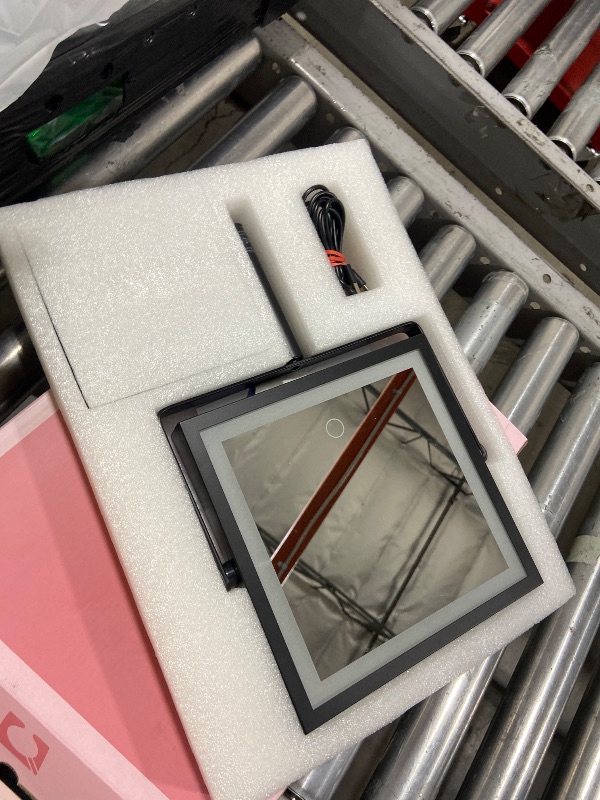 Photo 1 of Ruacq Makeup Mirror with Lights, 4000mAh Rechargeable Magnifying Mirror with Light, 1X/10X, Height Adjustable Bathroom Vanity Mirror, 3 Colors, Adjustable Brightness (Matte Black)