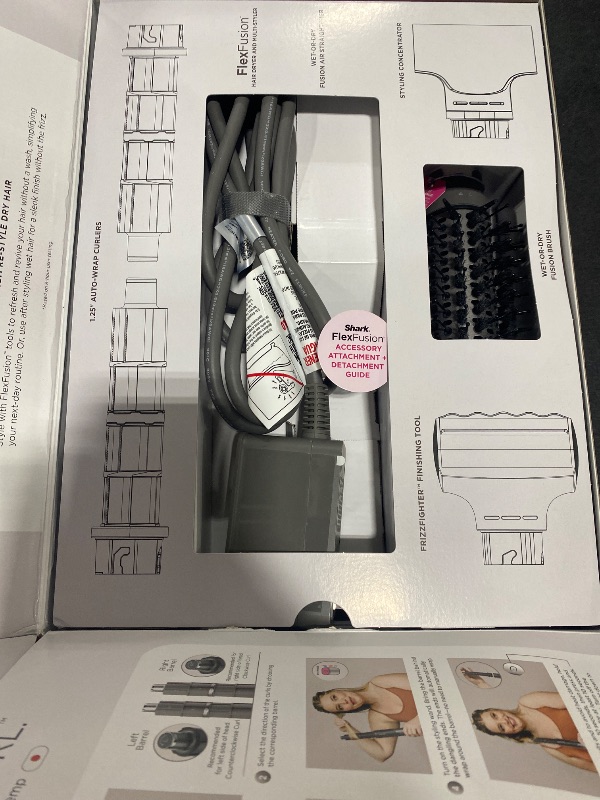 Photo 1 of Shark Flex Fusion Hair Straightener & Powerful Hair Dryer with Fusion Hair Brush, Air Styler with Auto-Wrap Hair Curlers, Concentrator, & Frizz Fighter, Metallic Mist, HD651S