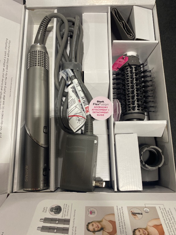 Photo 1 of Shark Flex Fusion Hair Straightener & Powerful Hair Dryer with Fusion Hair Brush, Air Styler with Auto-Wrap Hair Curlers, Concentrator, & Frizz Fighter, Metallic Mist, HD651S