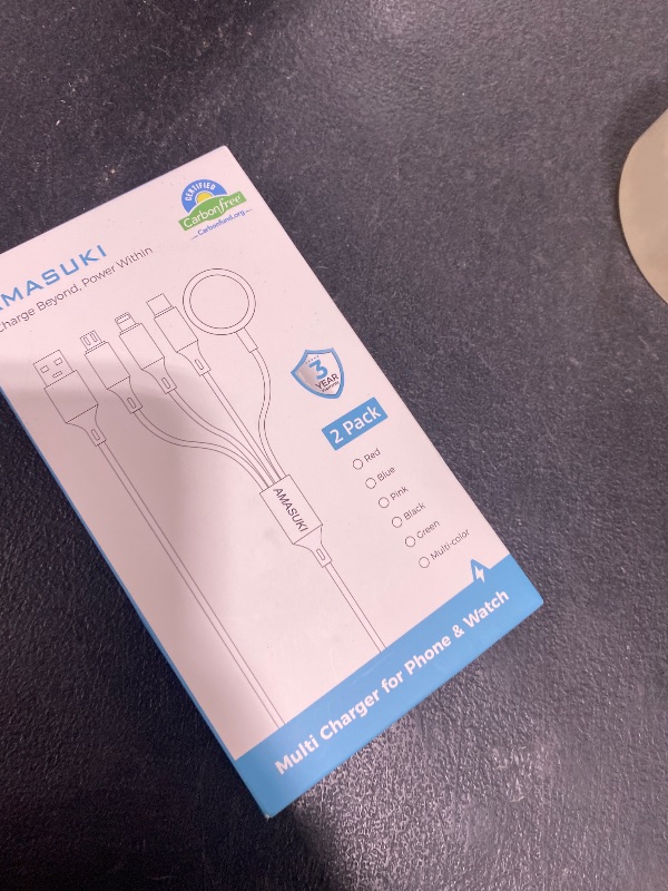 Photo 1 of 2Pack Multi Charging Cable for Apple Watch Charger 4 in 1 Travel Essentials RV Camping Essentials USB C/L/Micro Compatible with iWatch Series 11-1/iPhone 17/16/15/Android Airplane Gadgets-4FT