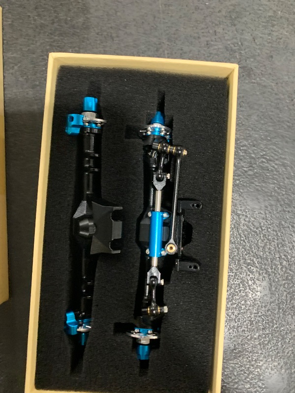 Photo 1 of +9mm 1/24 Aluminum Front Rear Straight Axle with Hydraulic Steering Link for RC Crawler SCX24 Deadbolt 90081 C10 Jeep Gladiator (Black)