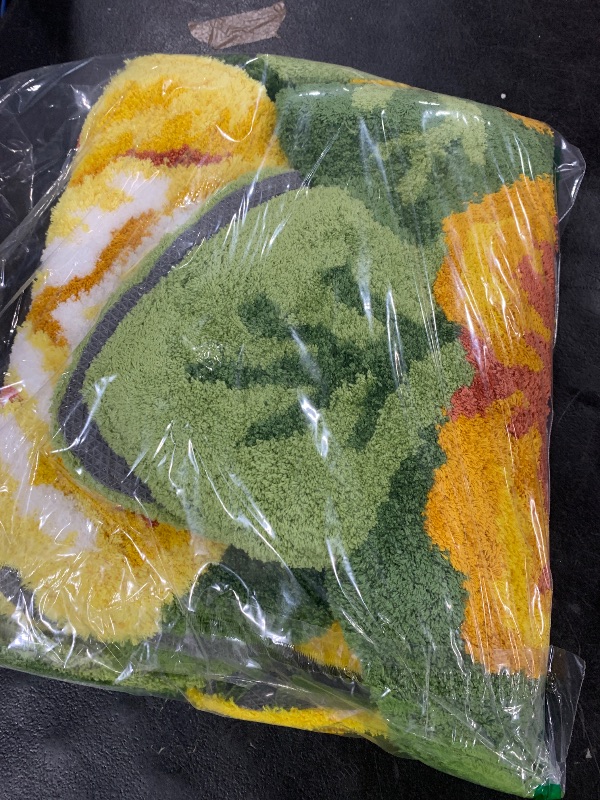 Photo 1 of ABREEZE Rose Bath Rugs U Shaped Bath Mat, Soft Comfortable, Extra Thick Rose Mat, Super Water Absorbent, Machine Washable Non Slip Shaggy Mats for Tub (31 x 29 Inches, Yellow)