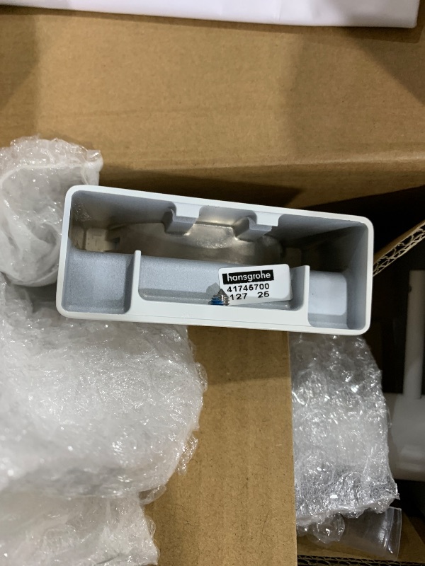 Photo 1 of hansgrohe AddStoris Liquid Soap Dispenser in Matte White 6-inch Accessories in Matte White, 41745700