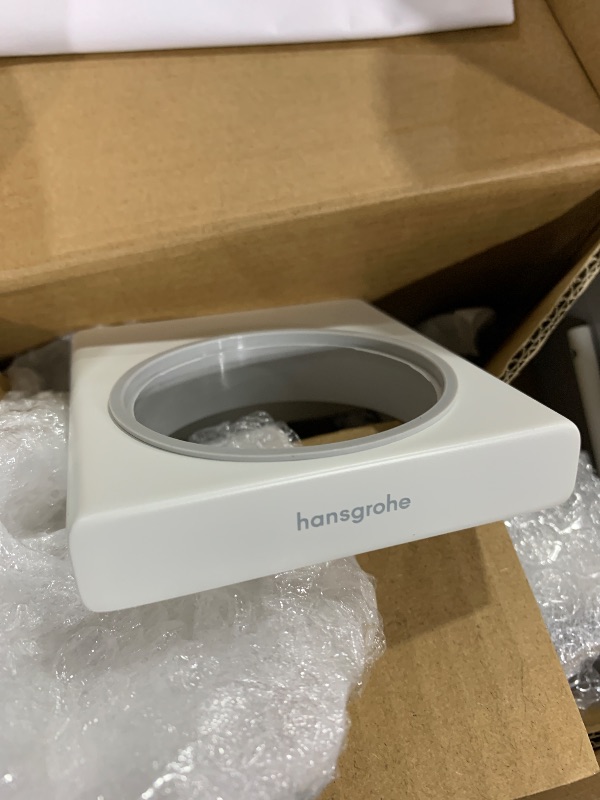 Photo 1 of hansgrohe AddStoris Liquid Soap Dispenser in Matte White 6-inch Accessories in Matte White, 41745700