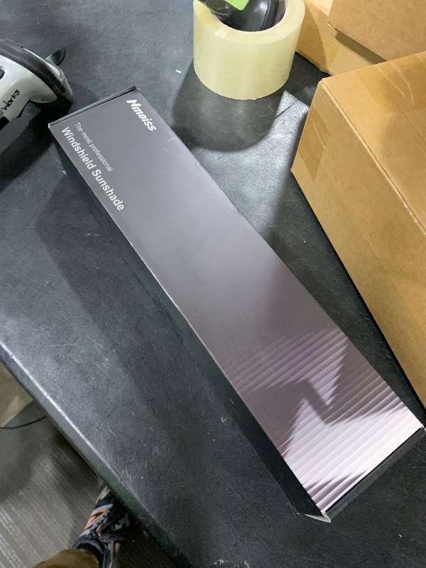 Photo 1 of [Upgraded] Nmoiss Windshield Sun Shade Umbrella - [Vinyl Coating Heat Shield] Protect Car from Sun Rays & Heat Damage Keep Cool and Protect Interior, Spring Structure Edge Medium 56" L x 31" W