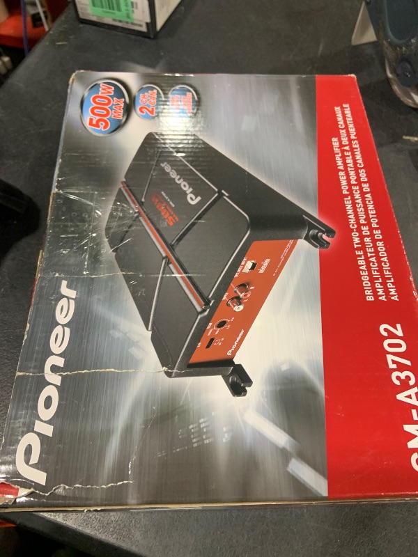 Photo 1 of Pioneer GM-A3702 2-Channel Car Amplifier – 500W Max, Class AB, Bridgeable Design, Automatic Signal Sensing and Turn-on, Built-in high-/Low-Pass Filter