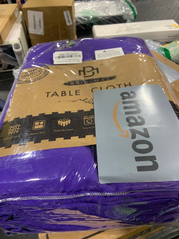 Photo 1 of BRILLMAX 8 Pack Purple Tablecloths 70 x 120 Inch for 6ft & 8ft Rectangle Tables - 150 GSM Polyester Fabric, Universal Fit, Water, Stain & Wrinkle Resistant Cloth Cover for Wedding Reception Banquet