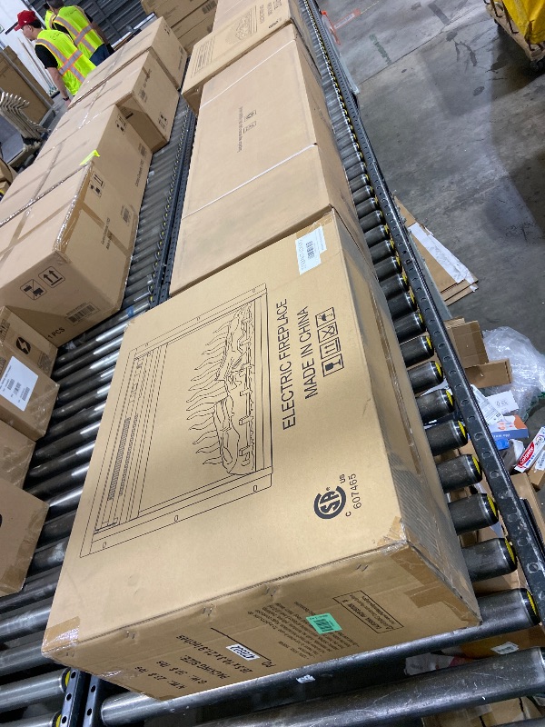 Photo 1 of Hanover Drexel 34'' Electric Fireplace Mantel with Deep Log Display and Realistic Multi-Color Flames, Modern Fireplace Heater Console for Home and Office with Remote Control in White