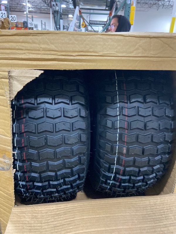 Photo 1 of AR-PRO 20x8.00-8 Rear Tire and Wheel Assemblies for Riding Lawn Mowers - 3/4" Borehole, 3.5" Offset Hub and 3/16" Keyway, 4 Ply Tubeless, 965lbs Capacity (Set of 2)