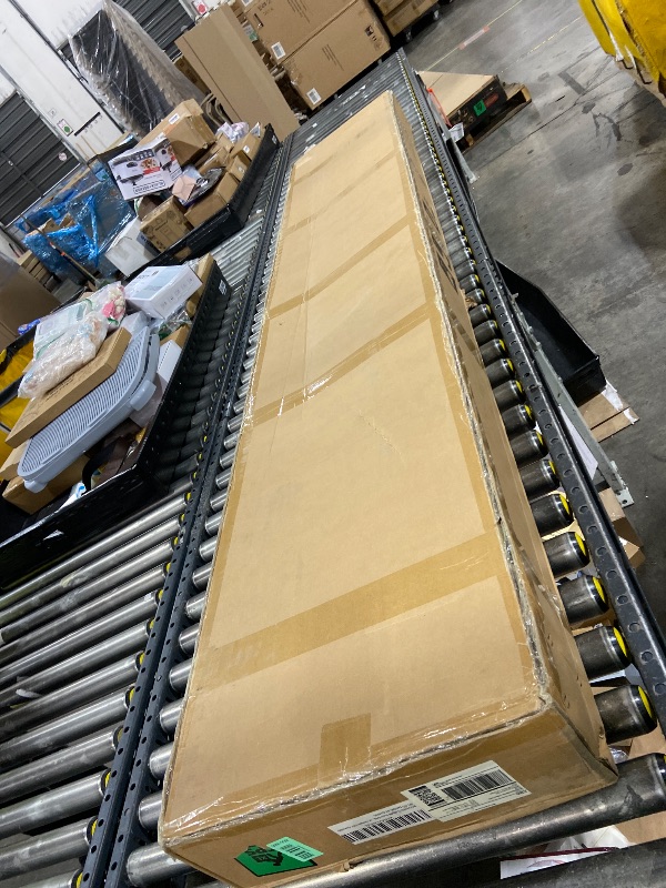 Photo 1 of ROYMELO 42x96 Inch White Sliding Barn Door Slab with 7ft Hardware Kit Included, 5-Panel, MDF Wood Panel Covered with Water-Proof Scratch-Proof PVC Surface, Simple DIY Assembly