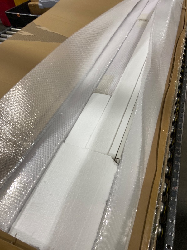 Photo 1 of ROYMELO 42x96 Inch White Sliding Barn Door Slab with 7ft Hardware Kit Included, 5-Panel, MDF Wood Panel Covered with Water-Proof Scratch-Proof PVC Surface, Simple DIY Assembly