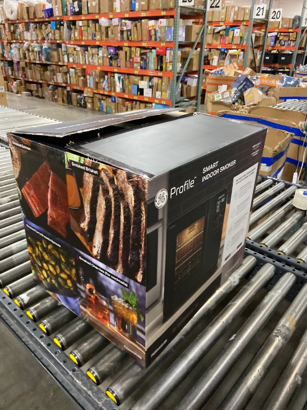 Photo 1 of GE Profile™ Smart Indoor Pellet Smoker, with Active Smoke Filtration, 5 Smoke Control Settings, WiFi Connected, Electric, Countertop BBQ Appliance, Black