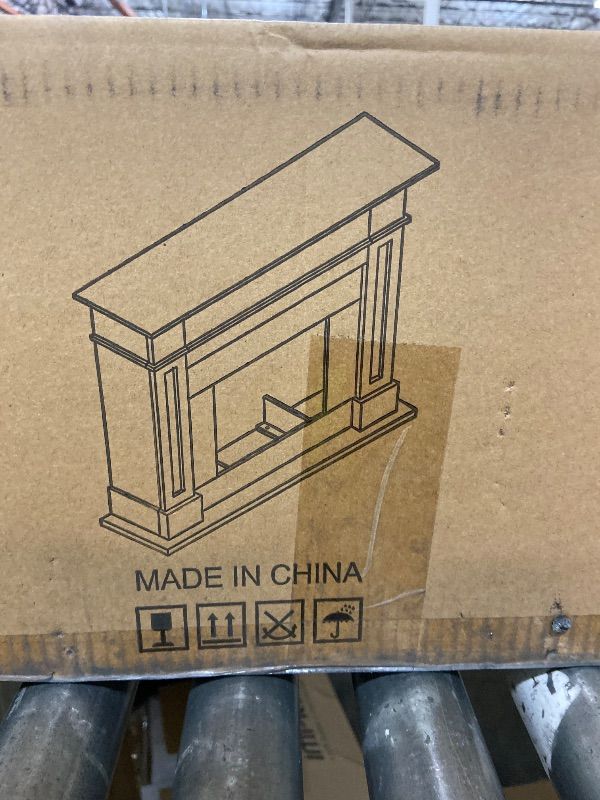 Photo 1 of Hanover Drexel 34'' Electric Fireplace Mantel with Deep Log Display and Realistic Multi-Color Flames, Modern Fireplace Heater Console for Home and Office with Remote Control in White