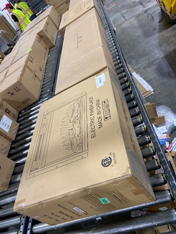 Photo 1 of Hanover Drexel 34'' Electric Fireplace Mantel with Deep Log Display and Realistic Multi-Color Flames, Modern Fireplace Heater Console for Home and Office with Remote Control in White