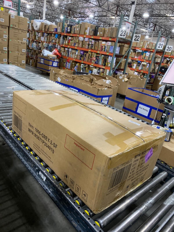 Photo 1 of Trygoal 85 Inch Convertible Sleeper Couch with Storage Ottoman, L-Shaped Couch with Drawers and Cup Holders, Multi-Functional Linen Sectional Sofa with Arm Built-in Bookshelves for Apartment, Grey