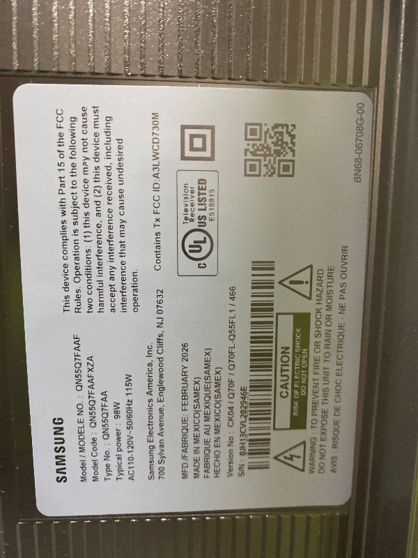 Photo 1 of Samsung 55-Inch Class QLED Q7F Series Samsung Vision AI Smart TV (2025 Model, 55Q7F) Quantum HDR, Object Tracking Sound Lite, Q4 AI Gen1 Processor, 4K upscaling, Gaming Hub, Alexa Built-in