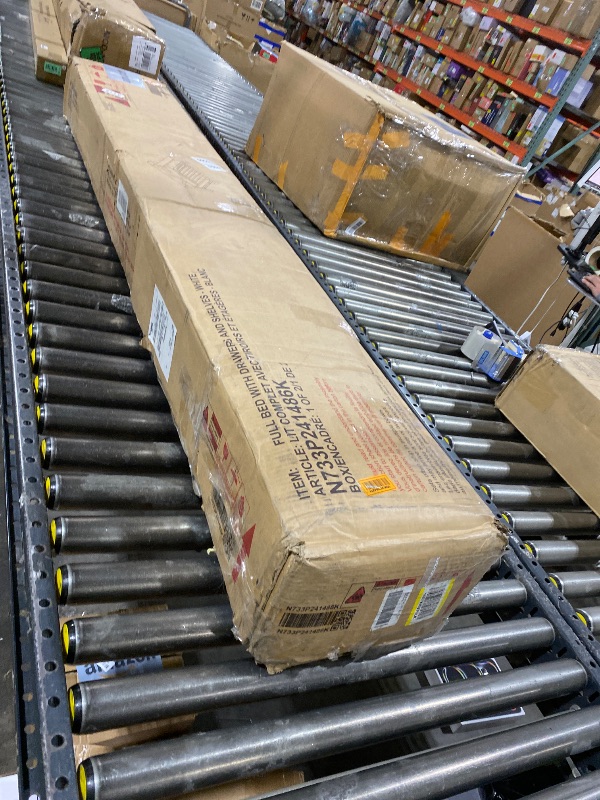 Photo 1 of Ball & Cast Full Size Daybed with Two Storage Drawers,Multi-Functional Bed Frame with Storage Shelves and Desk, Wooden Day Bed with Slats Support,No Box Spring Needed,Antique White