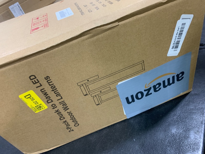 Photo 1 of Black LED Dusk to Dawn Outdoor Lighting 2 Packs, 16" Large Outside Farmhouse Wall Lantern, Industrial Porch Wall Mount Light Fixture with Rippled Glass, Waterproof Modern Exterior Sconce Lamp