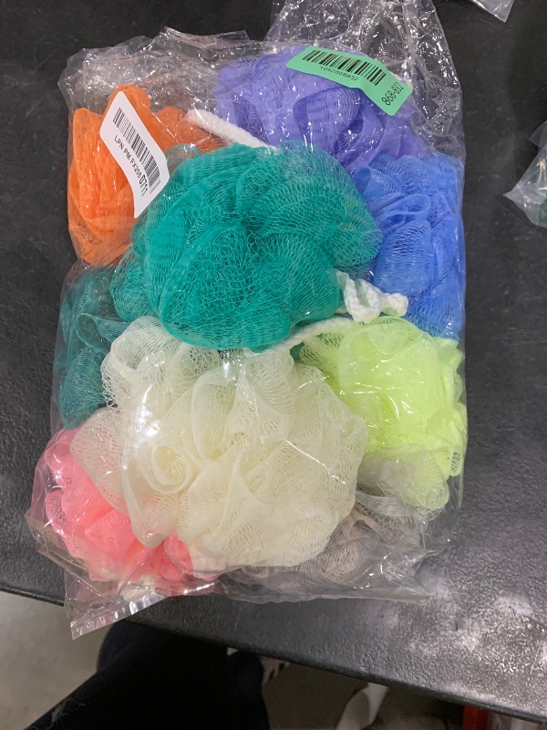Photo 1 of 10 Pack of Bath Loofah Shower,Small Size Sponge Pouf Body Scrubber Exfoliator Scrubber Ball,Mesh Bath and Shower Sponge for Kids Women Men Body Wash Bathroom