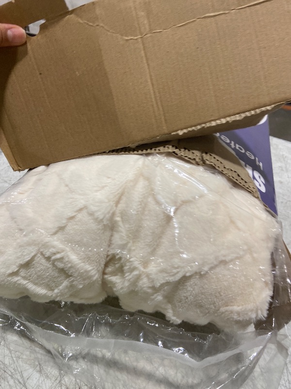 Photo 1 of SnugLife Heated Blanket Electric Throw with 6 Fast Heating Levels,4 Hours Auto-Off?Ultra Coza & Warm 50x60 Faux Rabbit Fur Electric Blanket with Overheating Protection,ETL Certification(Cream)