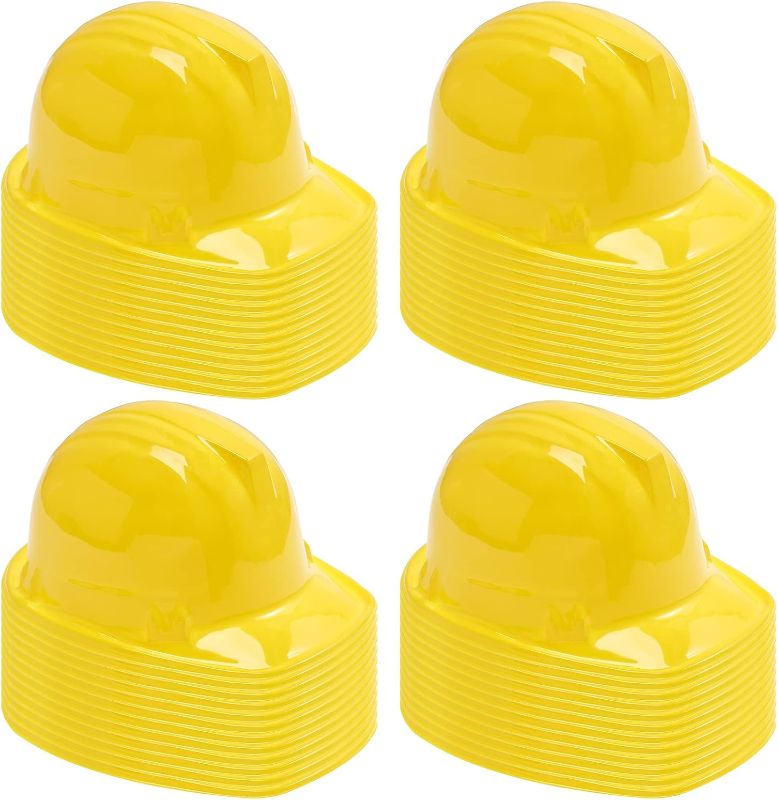 Photo 1 of Packs Construction Party Hats Kids Plastic Worker Helmet Bulk Toy for 3-8 Years Children Dress up Party Supplies(Yellow)