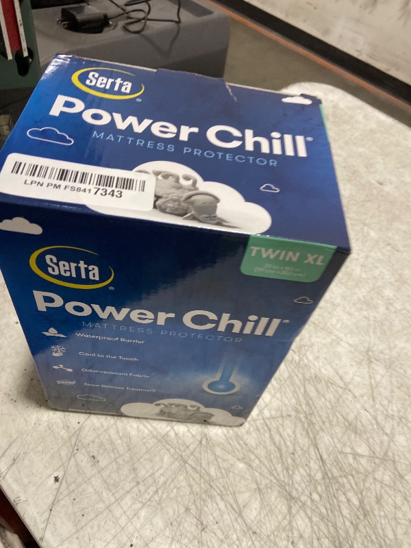 Photo 1 of Serta Power Chill Twin XL Size Waterproof Mattress Cover, Soft and Breathable Cooling Mattress Protector, 15" Elastic Deep Pocket for Secure Fit, White