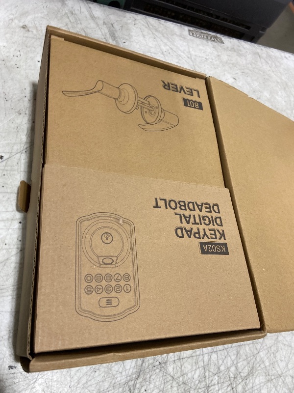 Photo 1 of Veise Fingerprint Door Lock with 2 Lever Handles - Keyless Entry Door Lock, Electronic Keypad Deadbolt, Digital Smart Code & Front Handle Sets, Auto-Locking, Easy Installation, Oil Rubbed Bronze