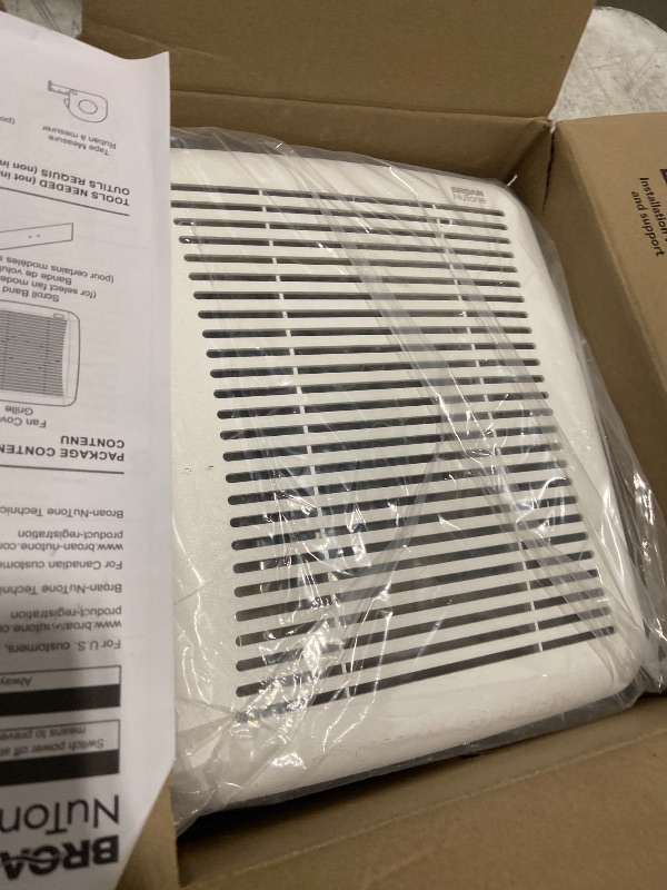 Photo 1 of *****NONFUNCTIONAL, FOR PARTS ONLY******
Broan-NuTone BKR60 QuickKit Ultra-Quiet Bath Fan Replacement Motor and Cover/Grille, 60 CFM, 20% more power, White