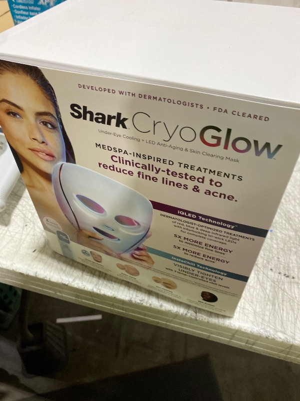 Photo 1 of Shark CryoGlow LED Face Mask with Under-Eye Cooling, Anti-Ageing & Blemish Repair, Red & Blue LED, Infrared Light Therapy, USB-C, Remote Control, Storage Bag, Blue Frost, FW312