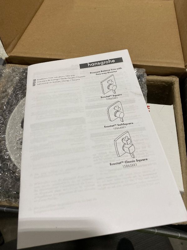 Photo 1 of hansgrohe Ecostat Modern Pressure Balance Shower Valve Trim with Diverter in Matte Black, 15862671