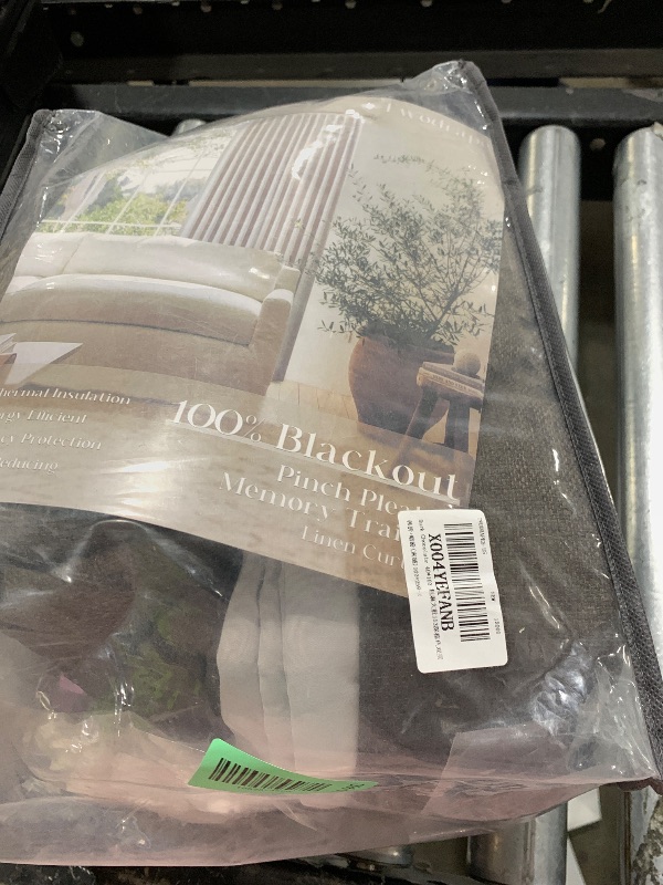 Photo 1 of 100% Blackout Linen 102 Inch Curtains 2 Panel Set for Bedroom Pinch Pleated Dark Brown Chocolate Linen Insulated Heavy Curtain 40 x 102 Inches Length Sliding Glass Door Room Darkening Drapes