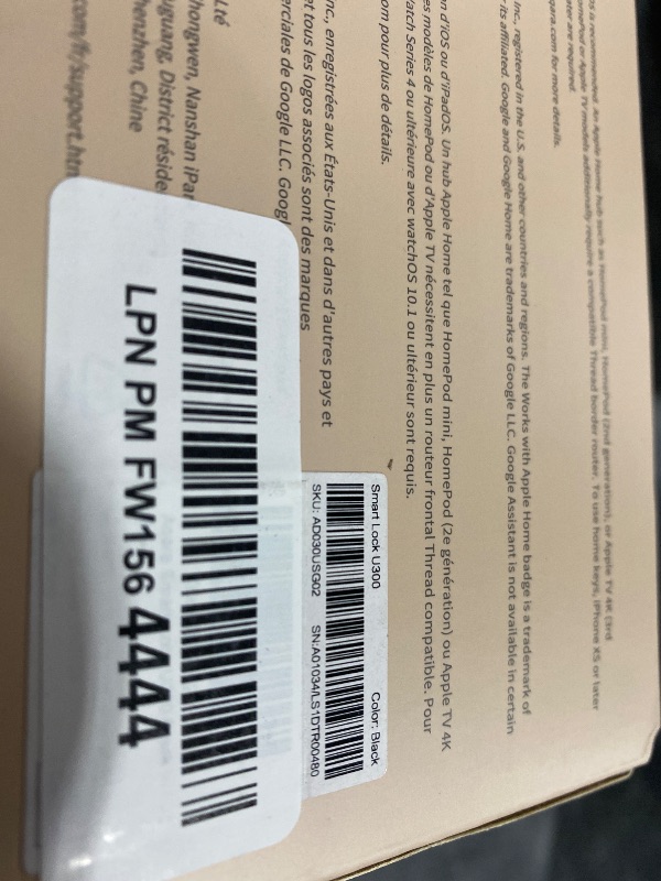 Photo 1 of Aqara Smart Lock U300, Fingerprint Keyless Entry Door Lock with Handle, Matter Over Thread with Apple Home Keys, Touchscreen Keypad, Smart Lever Lock Supports Apple Home, Alexa, Google, IFTTT, Black