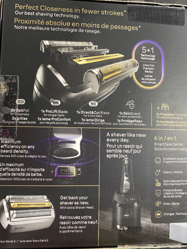 Photo 1 of Braun Series 9 PRO+ Electric Shaver, Pro SensoAdapt, 6in1 SmartCare Center, Wet & Dry Razor, 9660CCPS, Black