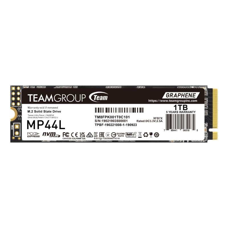 Photo 1 of TEAMGROUP MP44L 1TB SLC Cache NVMe 1.4 PCIe Gen 4x4 M.2 2280 Laptop&Desktop SSD (R/W Speed up to 5000/4500MB/s) TM8FPK001T0C101