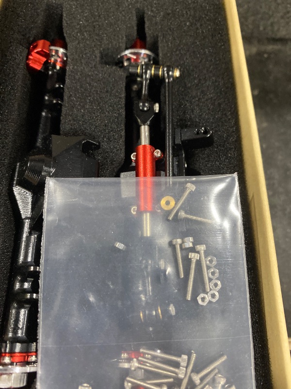 Photo 1 of +9mm 1/24 Aluminum Front Rear Straight Axle with Hydraulic Steering Link for RC Crawler SCX24 Deadbolt 90081 C10 Jeep Gladiator (Titanium)