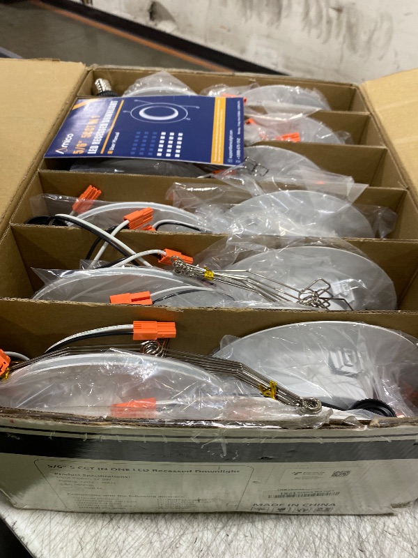 Photo 1 of Amico 24 Pack 5/6 inch 5CCT LED Recessed Lighting, Dimmable, 12.5W=100W, 950LM, 2700K/3000K/4000K/5000K/6000K Selectable, Retrofit Can Lights with Baffle Trim, IC Rated - ETL & FCC, White