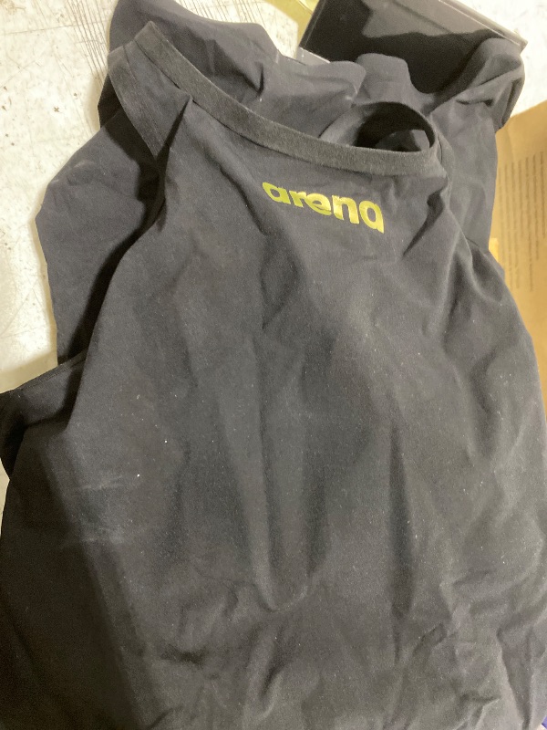 Photo 1 of ARENA Powerskin Carbon Air2 Kneeskin Open Back Women's Racing Swimsuit Eclipse Glare Full Body Short Leg One Piece Athletic Tech Suit, Black/Black/Gold, US Size 20