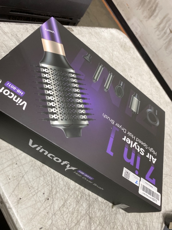 Photo 1 of 7-in-1 Hair Dryer Brush and Hair Styler Set – Fast Drying, Curling, Straightening & Volumizing – Hot Air Styling Tool with No Heat Damage – for All Hair Types – Violet
