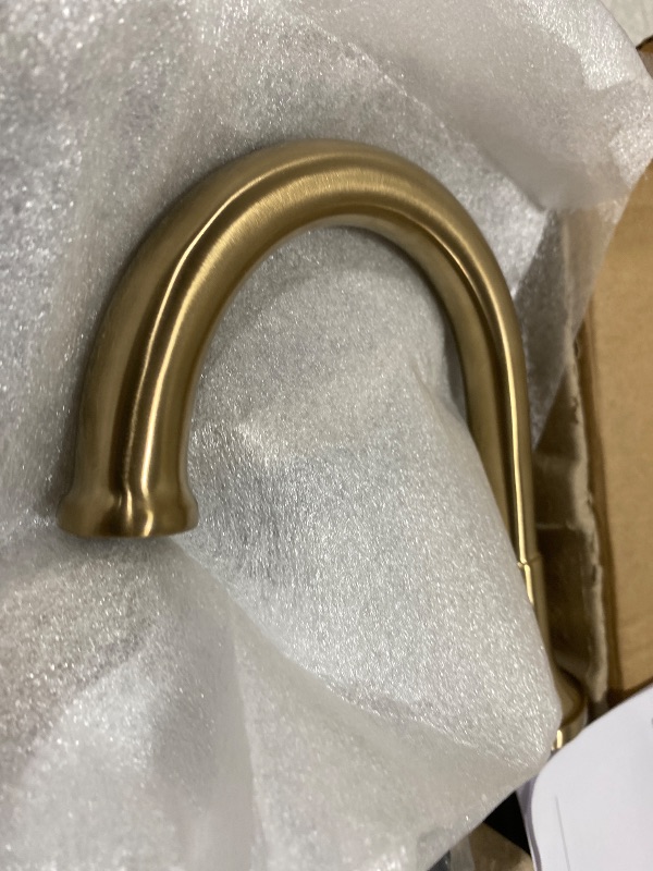 Photo 1 of Delta Saylor Brushed Gold Bathroom Faucet 3 Hole, 8 Inch Widespread Bathroom Sink Faucet for Vanity, Metal Push-Pop Drain Assembly, Champagne Bronze 3535-CZMPU-DST