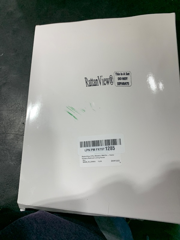 Photo 1 of RattanView 3 Pcs Western Wall Decor Boho Room Decor Cowboy Boots Cowboy Hat Classroom Decorations Howdy Sign 3 Size Woven Macrame Decoration Cow Skull for Home Bedroom Living Room