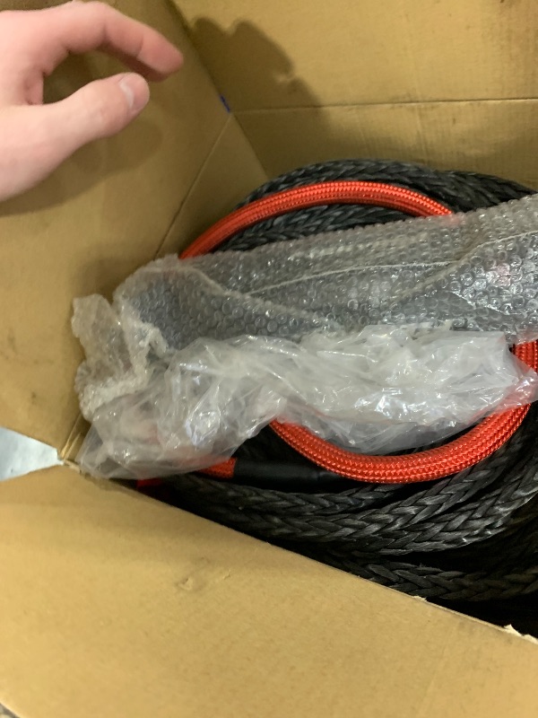 Photo 1 of FIERYRED Synthetic Winch Rope 3/8 Inch100FT 23809Ibs Winch Line Cable Rope with Winch Hook Fairleads for 4WD Off Road Vehicle ATV UTV SUV