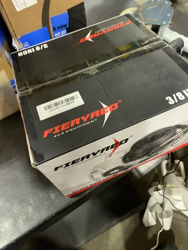 Photo 1 of FIERYRED Synthetic Winch Rope 3/8 Inch100FT 23809Ibs Winch Line Cable Rope with Winch Hook Fairleads for 4WD Off Road Vehicle ATV UTV SUV