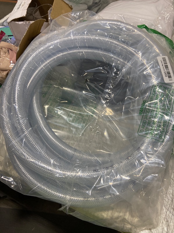 Photo 1 of 1/2" ID x 3/4" OD - 10 Ft High Pressure Braided Clear PVC Vinyl Tubing Flexible Vinyl Tube, Heavy Duty Reinforced Hose Tubing, BPA Free and Non Toxic