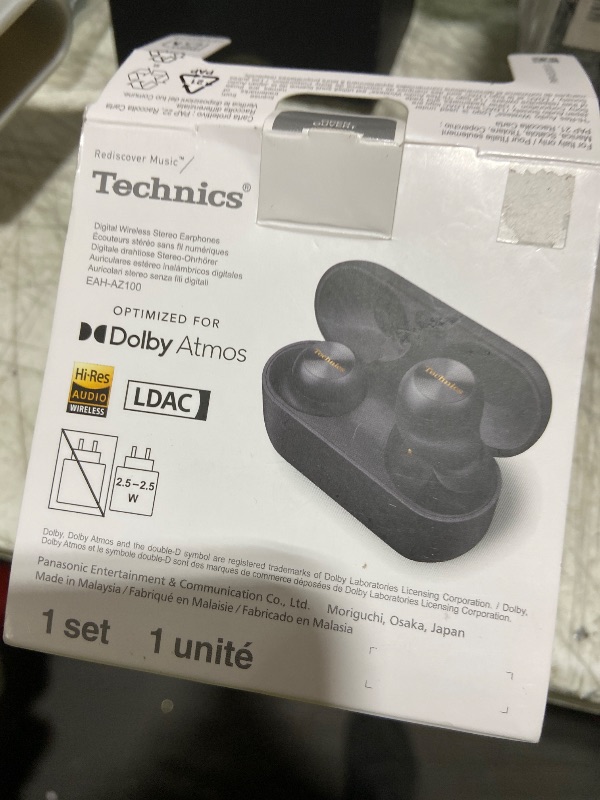 Photo 1 of Technics Reference Class Hi-Fi Wireless Earbuds, Dolby Atmos, Head Tracking, Adaptive Noise Cancelling, 3 Device Multipoint, 10-hr Battery, Wireless Charging, in Ear Headphones - EAH-AZ100-K (Black)