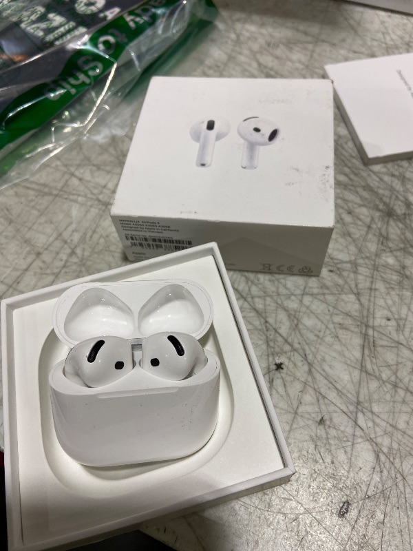 Photo 1 of Apple AirPods 4 Wireless Earbuds, Bluetooth Headphones, Personalized Spatial Audio, Sweat and Water Resistant, USB-C Charging Case, H2 Chip, Up to 30 Hours of Battery Life, Effortless Setup for iPhone