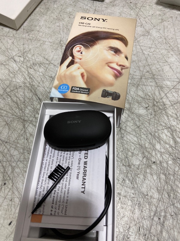 Photo 1 of Sony CRE-C20 Self-Fitting OTC Hearing Aids for Mild to Moderate Hearing Loss, Prescription-Grade Sound Quality, Compact Virtually Invisible Design, Customizable App, and Rechargeable Battery